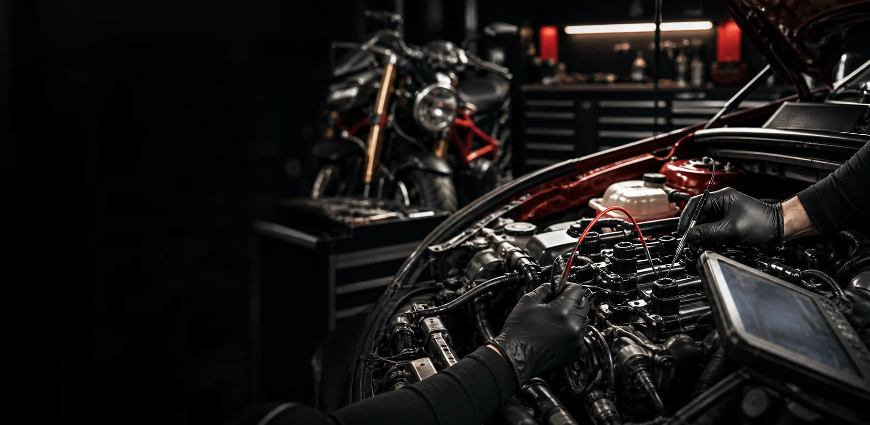 Diagnosi tecnica su un motore in officina